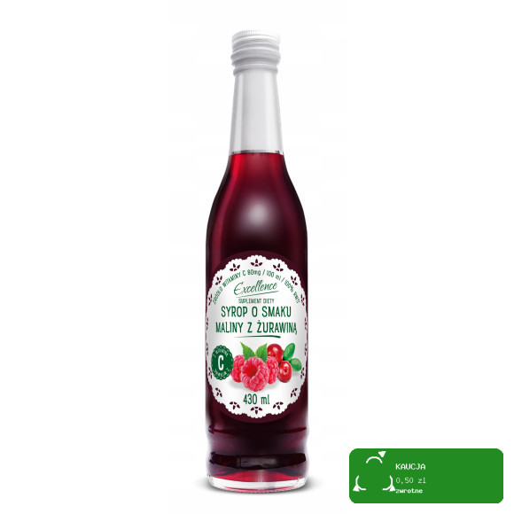 SYROP MALINOWY Z ŻURAWINĄ smak maliny z żurawiną 430ml EXCELLENCE PORY ROKU