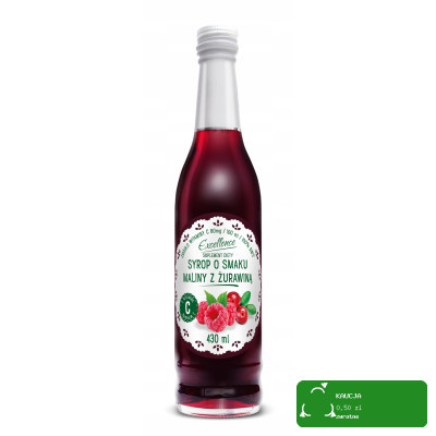 SYROP MALINOWY Z ŻURAWINĄ smak maliny z żurawiną 430ml EXCELLENCE PORY ROKU