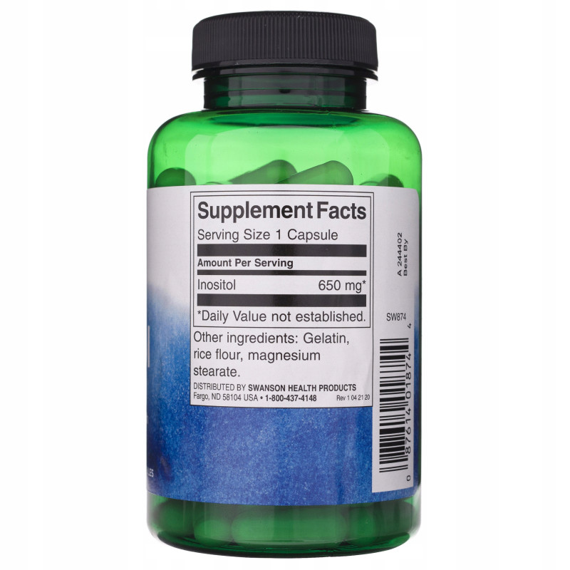Swanson INOZYTOL 650mg WITAMINA B8 100kaps wsparcie U. NERWOWY SAMOPOCZUCIE