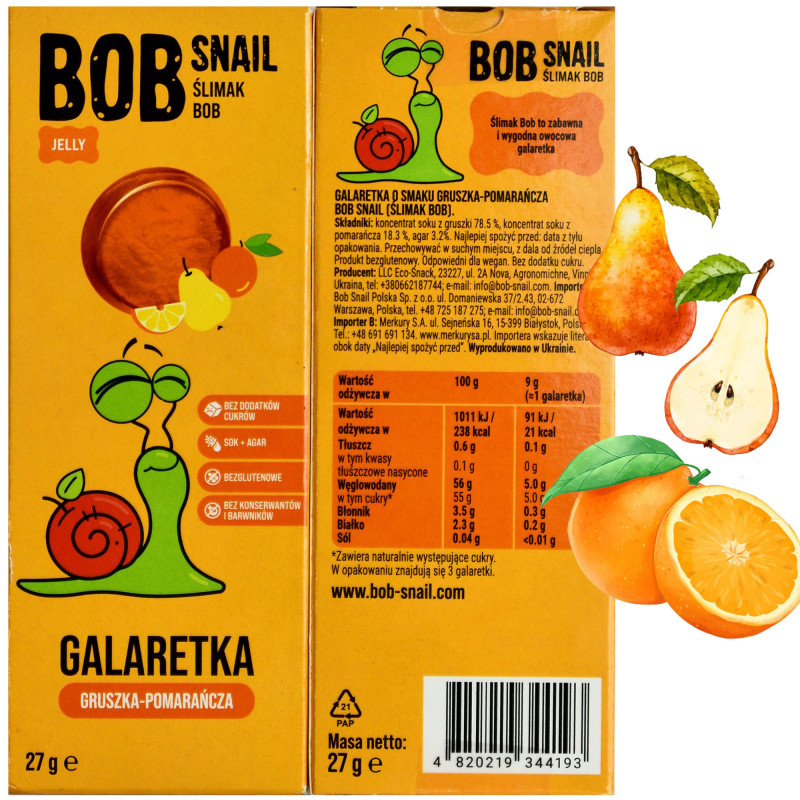 BOB SNAIL JELLY GRUSZKA POMARAŃCZA 27g