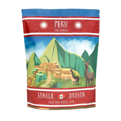 KAWA ZIARNISTA w ziarnie PERU 1000g 1KG 100% ARABICA SINGLE ORIGIN