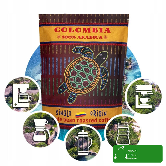 KAWA ZIARNISTA w ziarnie KOLUMBIA COLOMBIA 100% Arabica 1000g 1KG