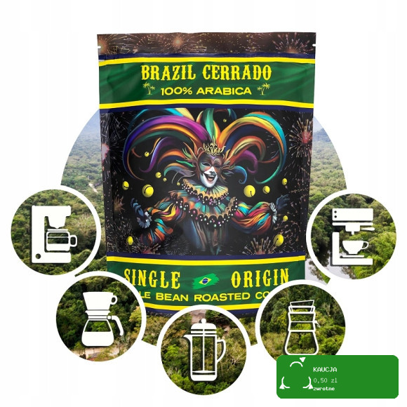KAWA ZIARNISTA w ziarnie BRAZYLIA BRAZIL CERRADO 1000g 1KG 100% ARABICA
