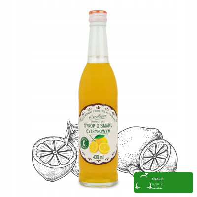 EXCELLENCE SYROP owocowy CYTRYNOWY CYTRYNA z witaminą C 430ml  KRÓTKA DATA