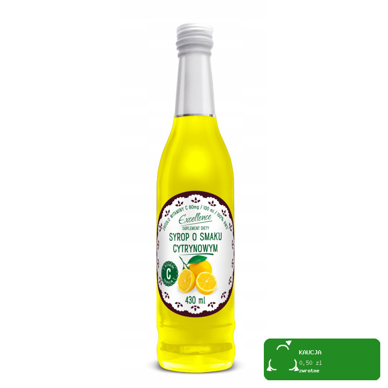 EXCELLENCE SYROP owocowy CYTRYNOWY CYTRYNA z witaminą C 430ml  KRÓTKA DATA