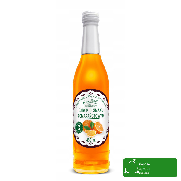 EXCELLENCESYROP owocowy POMARAŃCZOWY POMARAŃCZA z wit. C 430ml KRÓTKA DATA