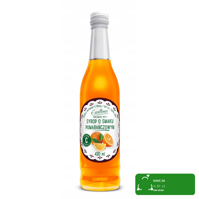 EXCELLENCESYROP owocowy POMARAŃCZOWY POMARAŃCZA z wit. C 430ml KRÓTKA DATA