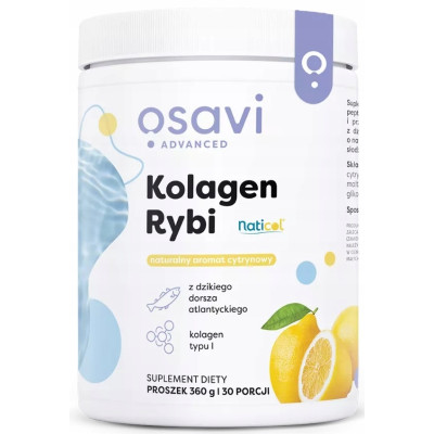 Osavi KOLAGEN RYBI NATICOL typu I Z DZIKIEGO DORSZA 360g 30prc smak CYTRYNA