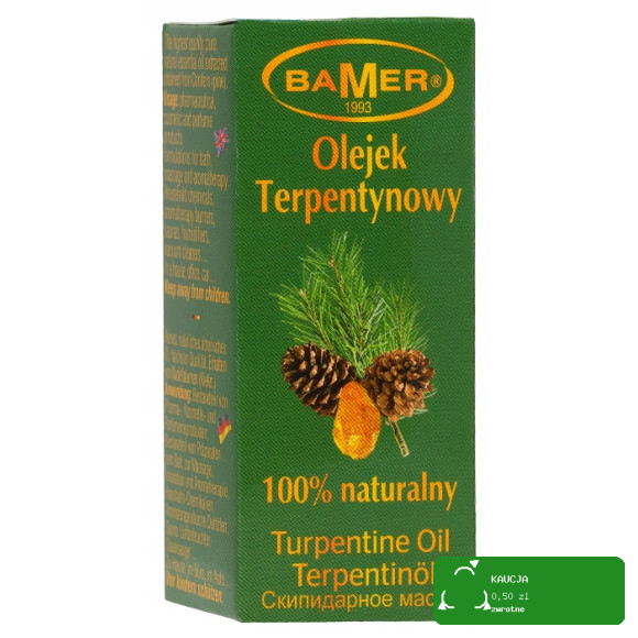 NATURALNY OLEJEK ETERYCZNY TERPENTYNOWY 7ml BAMER antybakteryjny rozgrzewa