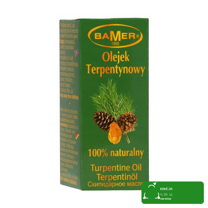 NATURALNY OLEJEK ETERYCZNY TERPENTYNOWY 7ml BAMER antybakteryjny rozgrzewa