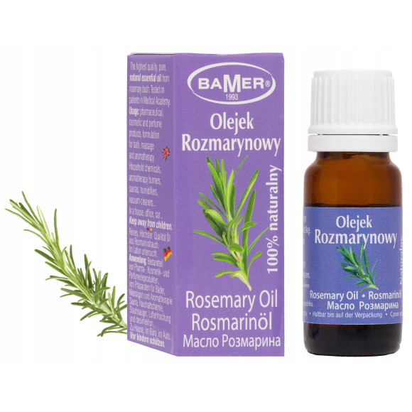 NATURALNY OLEJEK ETERYCZNY ROZMARYNOWY ROZMARYN 7ml BAMER przeziębienie