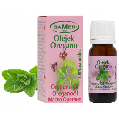 NATURALNY OLEJEK ETERYCZNY OREGANO Z LIŚCI 7ml BAMER przeciwzapalny kaszel