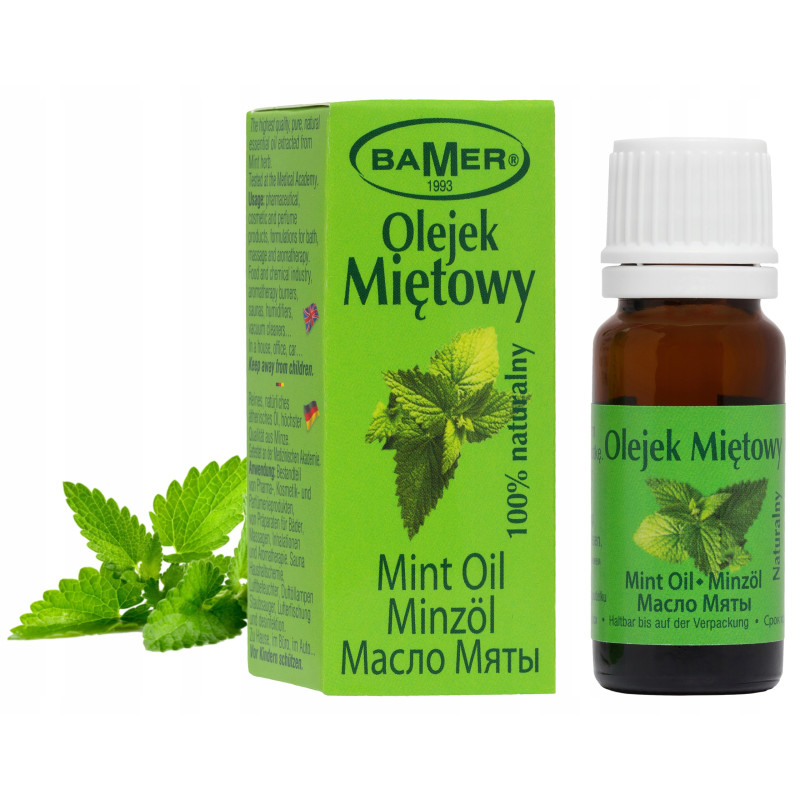 NATURALNY OLEJEK ETERYCZNY MIĘTOWY MIĘTA 7ml BAMER przeciwbakteryjny katar