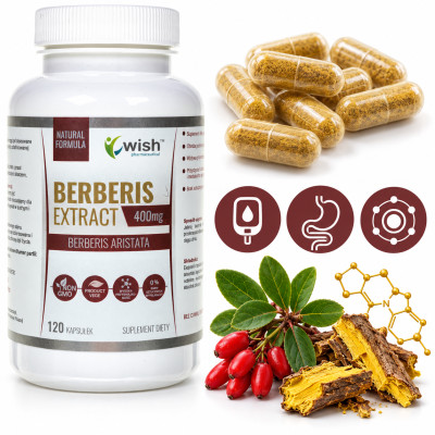 Wish BERBERYS EKSTRAKT 5:1 z korzenia 400mg 120 kaps wsparcie POZIOM CUKRU