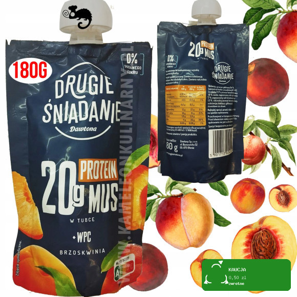 DRUGIE ŚNIADANIE MUS OWOCOWY +Białko WPC protein PROTEINOWY BRZOSKWINIA180g