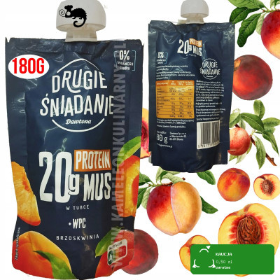 DRUGIE ŚNIADANIE MUS OWOCOWY +Białko WPC protein PROTEINOWY BRZOSKWINIA180g