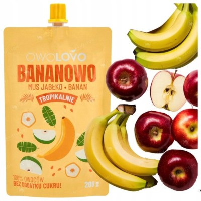 OWOLOVO TROPIKALNIE mus owocowy bez cukru BANANOWO JABŁKO
