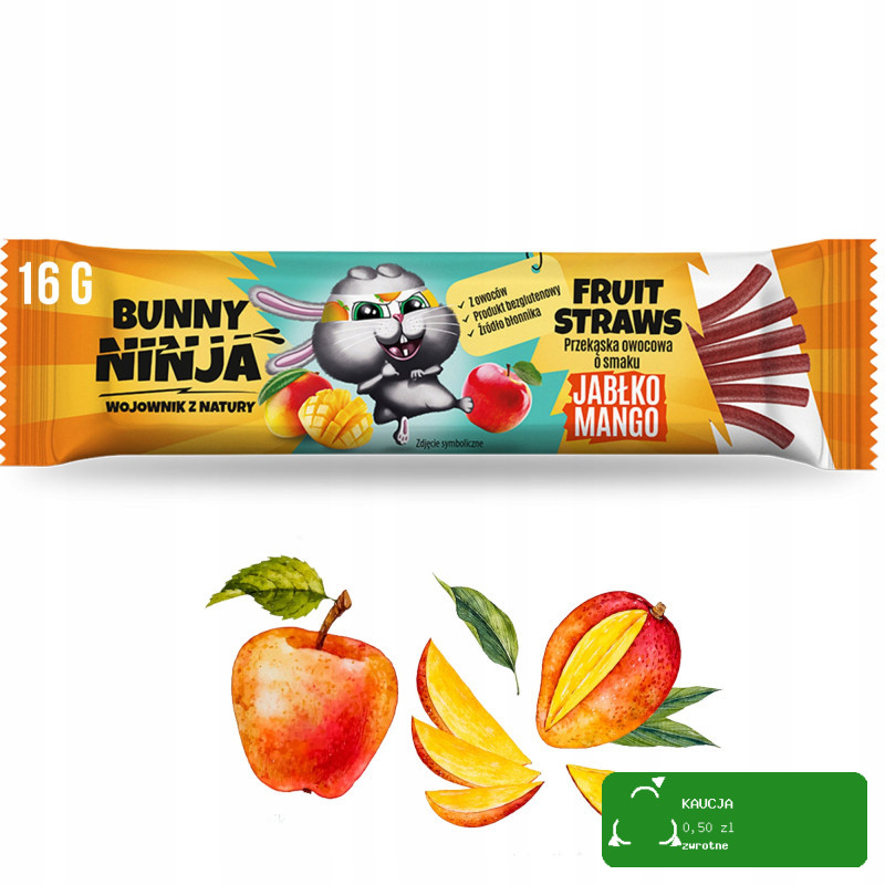 BUNNY NINJA 6x PRZEKĄSKA OWOCOWA DLA DZIECI 3x LISTEK +3x ROLLS - ŚWIĘTA