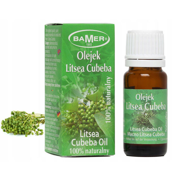 NATURALNY OLEJEK ETERYCZNY LITSEA CUBEBA May Chang WERBENA EGZOTYCZNA Bamer