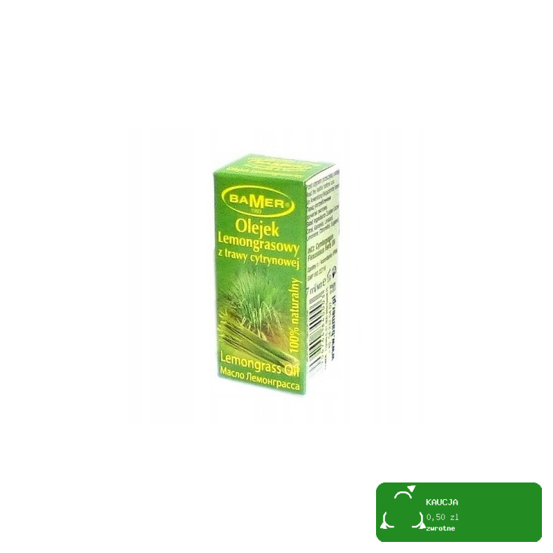 NATURALNY OLEJEK ETERYCZNY LEMONGRASOWY LEMONGRASS 7mlBamer TRAWA CYTRYNOWA