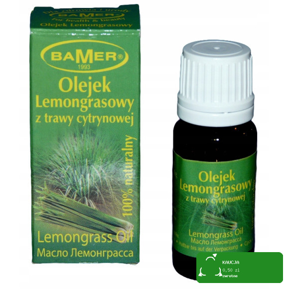 NATURALNY OLEJEK ETERYCZNY LEMONGRASOWY LEMONGRASS 7mlBamer TRAWA CYTRYNOWA
