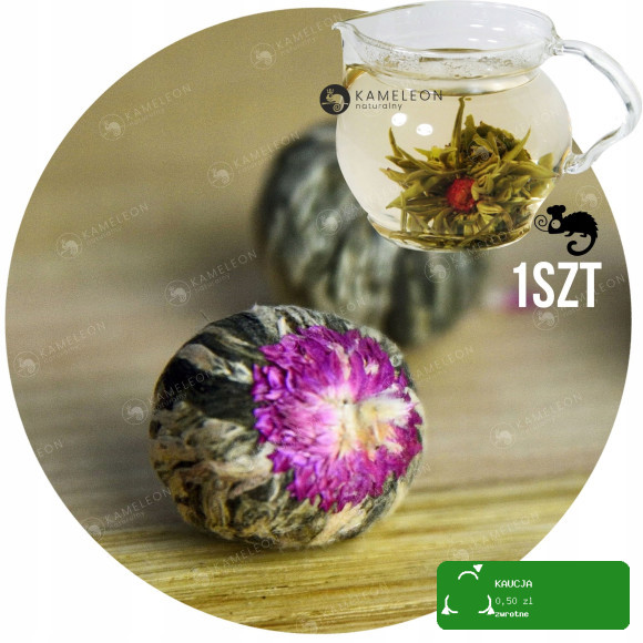 HERBATA KWITNĄCA BIAŁA JAŚMINOWA Jasmine Lichi Ball 1szt kulka na dzbanek