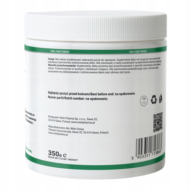 Wish CHLORELLA w proszku 350g pomoc OCZYSZCZENIE ODPORNOŚĆ ŻELAZO 58 porcji