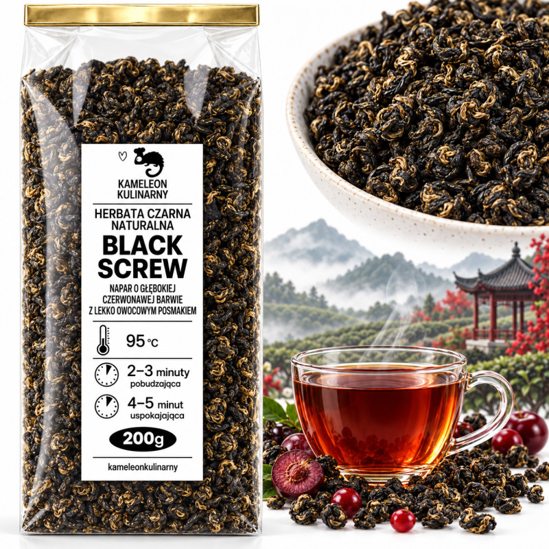 KAMELEON KULINARNY HERBATA CZARNA PREMIUM naturalna BLACK SCREW 200g DUZA