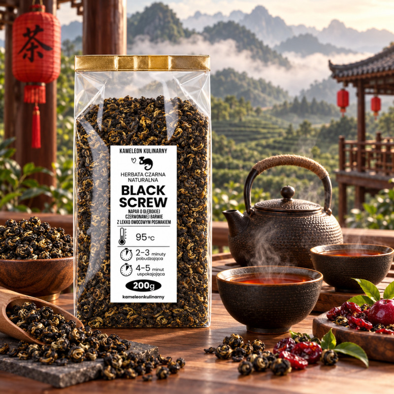 KAMELEON KULINARNY HERBATA CZARNA PREMIUM naturalna BLACK SCREW 200g DUZA