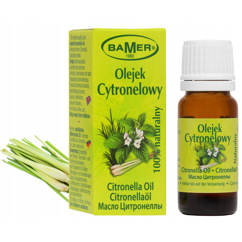 NATURALNY OLEJEK ETERYCZNY CYTRONELOWY CYTRONELA Cytronella 7ml BAMER