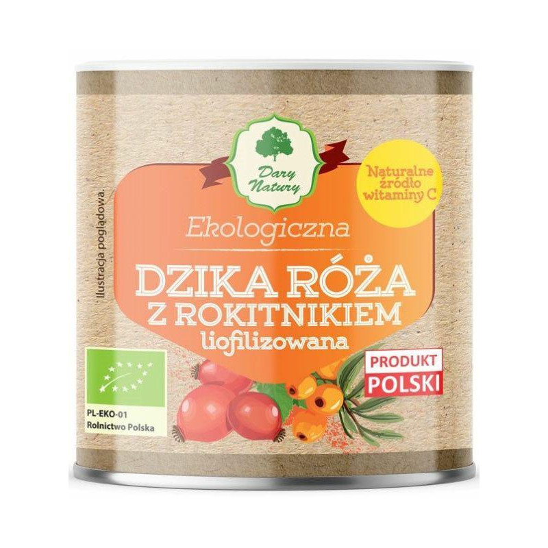 DZIKA RÓŻA Z ROKITNIKIEM LIOFILIZOWANA ekologiczna 70g DARY NATURY