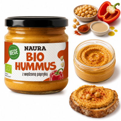 Naura eko BIO HUMMUS MARCHEWKOWY Z PAPRYKĄ wegańska pasta do pieczywa 190g