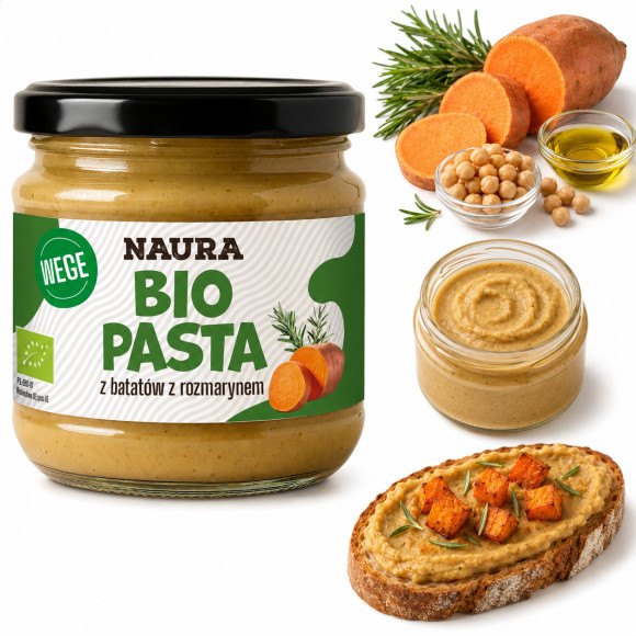 Naura eko BIO PASTA Z BATATÓW Z ROZMARYNEM wegańska pasta do pieczywa 190g
