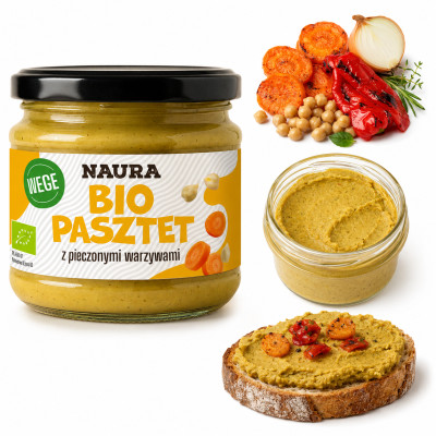 Naura eko BIO PASZTET Z PIECZONYMI WARZYWAMI wegański pasta d pieczywa 190g