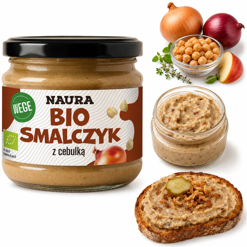 Naura eko BIO SMALCZYK SMALEC Z CEBULKĄ wegański pasta do pieczywa 190g