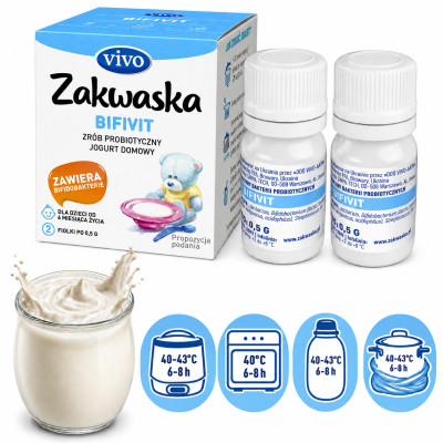 Jogurt domowy VIVO ZAKWASKA BIFIVIT DLA DZIECI od 6-go m-ca 2 fiolki
