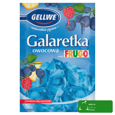 GALARETKA OWOCOWA smak FRUGO NIEBIESKIE Cytryna Malina Jagoda GELLWE 72g