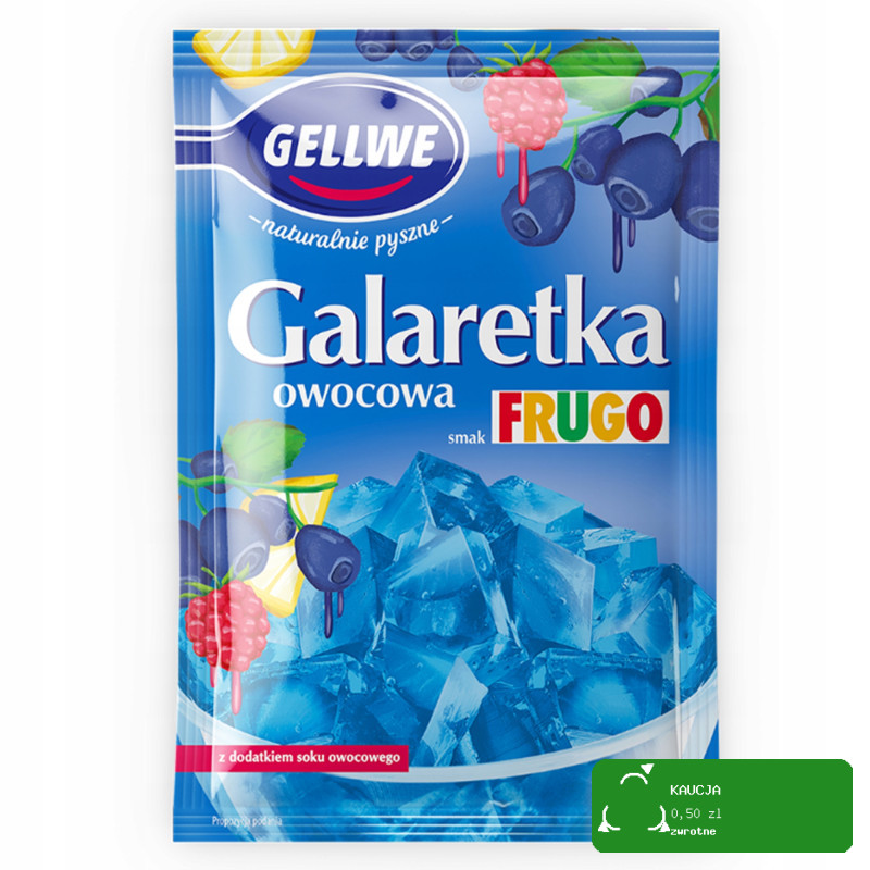 GALARETKA OWOCOWA smak FRUGO NIEBIESKIE Cytryna Malina Jagoda GELLWE 72g