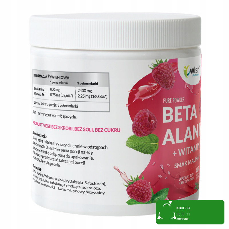Wish BETA ALANINA + WITAMINA B6  MALINA MIĘTA PRZEDTRENINGOWA