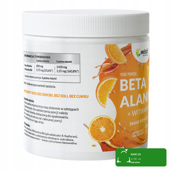Wish BETA ALANINA + WITAMINA B6 POMARAŃCZ MIĘŚNIE TRENINGI SIŁA