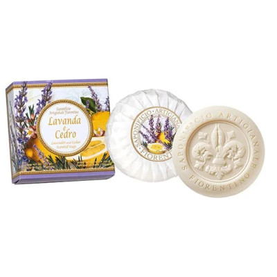 naturalne MYDŁO WŁOSKIE tłoczone LAWENDA CEDR 100G