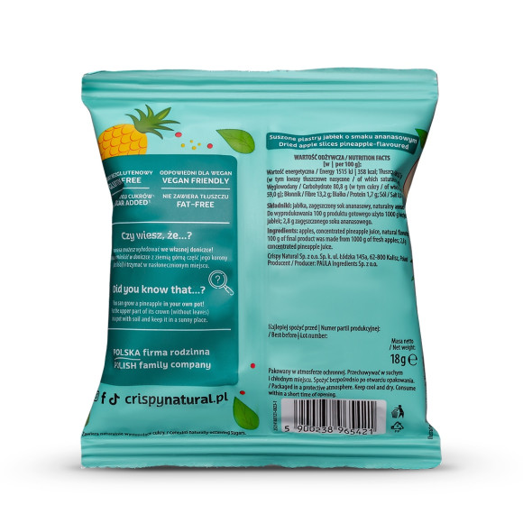 CRISPY NATURAL - Jabłko suszone o smaku ananasa 18g / nr05