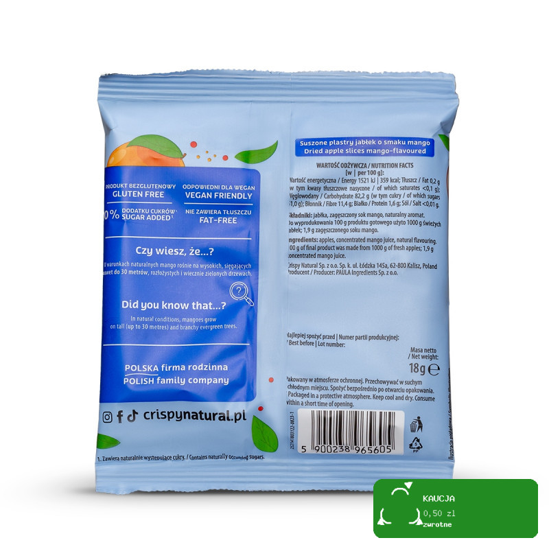 CRISPY NATURAL - Jabłko suszone o smaku mango 18g / nr04