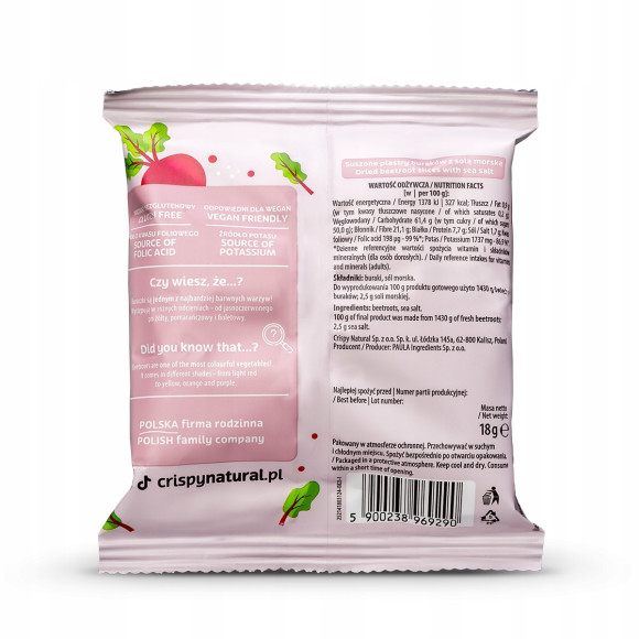 CRISPY NATURAL - Burak czerwony suszony z solą morską 18g / nr01