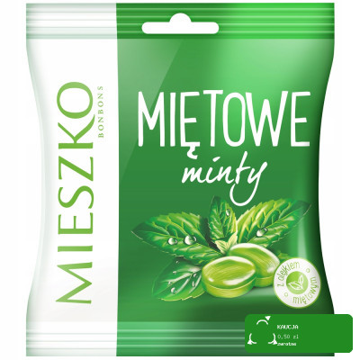 Mieszko LANDRYNKI MINT smak MIĘTOWY MIETOWE MIĘTÓWKI Karmelki cukierki 90g