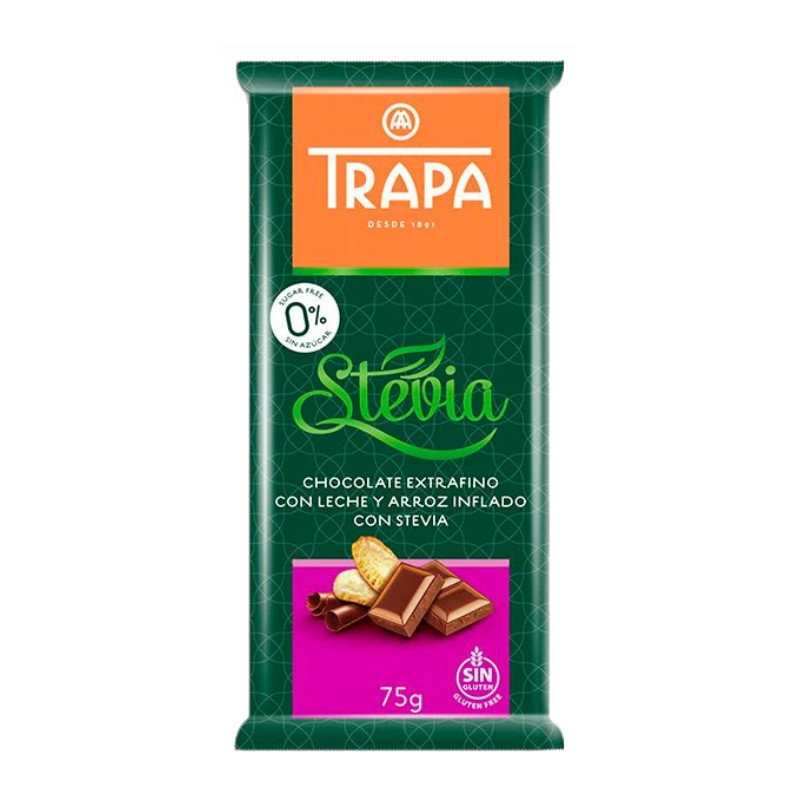 CZEKOLADA MLECZNA ZE STEWIĄ CRUNCHY z prażonym ryżem BEZ CUKRU GLUTENU 75g