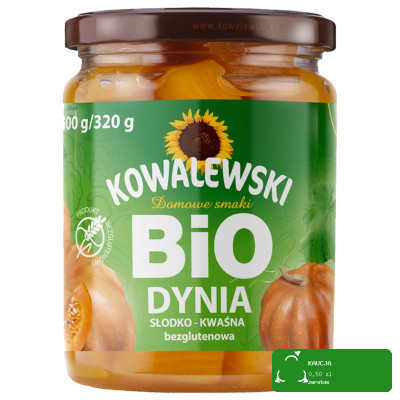 Kowalewski ekologiczna DYNIA MARYNOWANA BEZGLUTENOWA bez glutenu BIO 500g