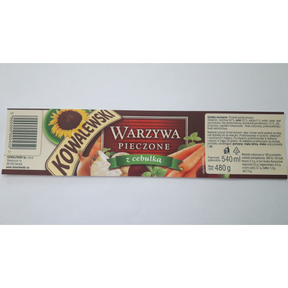 Kowalewski WARZYWA PIECZONE Z CEBULKĄ gotowe do zjedzenia 540ml 0,54L słoik