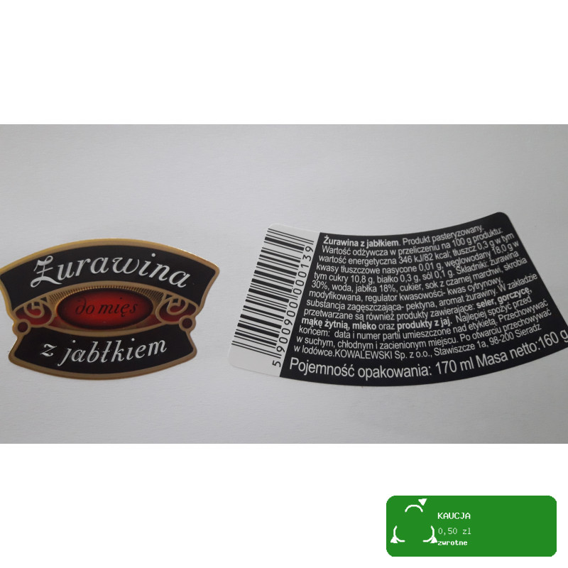 Kowalewski ŻURAWINA DO MIĘS Z JABŁKIEM dodatek do dań 170ml słoik