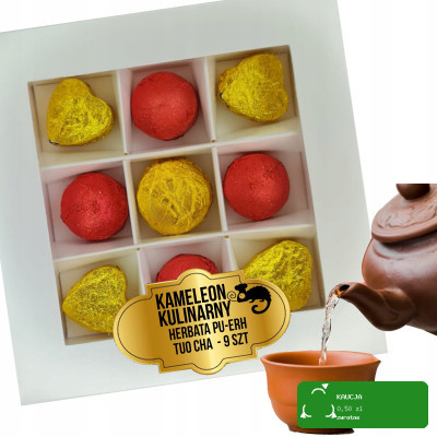 BOMBONIERKA HERBATA czerwona PU-ERH PUERH TUO CHA ZŁOTE CZERWONE 9szt GIFT